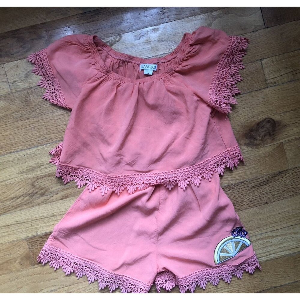 Flapdoodles Size 6 Peach Color Short Romper